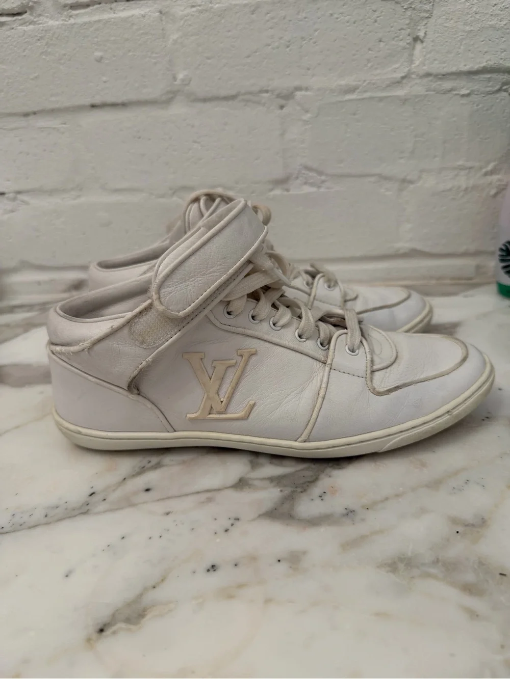 Louis Vuitton White Cream High-Top Sneakers